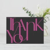 Minimalistisches kühnes Foto Magenta Black Dankeskarte (Stehend Vorderseite)
