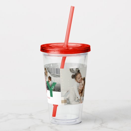 Minimalistisches kühnes Join Script 3 Foto Collage Acryltrinkbecher (Rückseite)