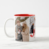 Minimalistisches kühnes Join Script 3 Foto Collage Zweifarbige Tasse (Links)