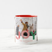 Minimalistisches kühnes Join Script 3 Foto Collage Zweifarbige Tasse (Mittel)