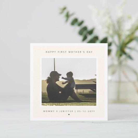 Minimalistisches kundenspezifisches Foto Erster Mu Karte (Stehend Vorderseite)