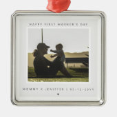 Minimalistisches kundenspezifisches Foto Erster Mu Ornament Aus Metall (Vorne)