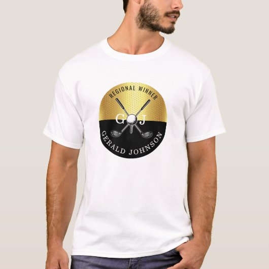 Minimalistisches, kundenspezifisches Golf Monogram T-Shirt (Vorderseite)