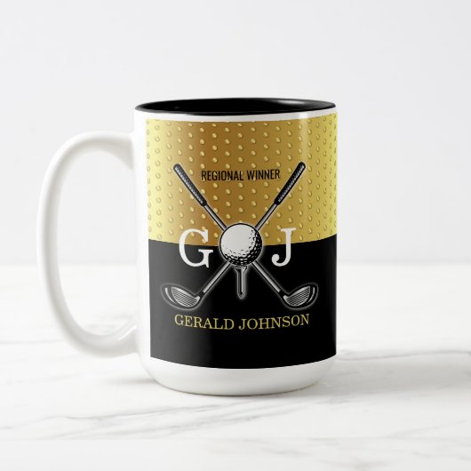 Minimalistisches, kundenspezifisches Golf Monogram Zweifarbige Tasse (Links)