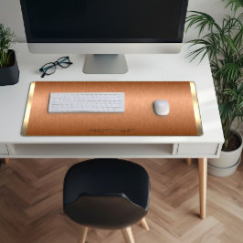 Minimalistisches Kupferbraun und Goldmonogramm Schreibtischunterlage