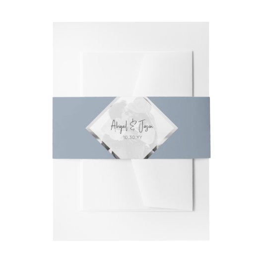 Minimalistisches Lässiges Dusty Blue Wedding Foto Einladungsbanderole (Vorderseite Beispiel)