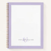Minimalistisches Lavendel ohne Border Monogramm Notizblock (Vorderseite)