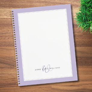 Minimalistisches Lavendel ohne Border Monogramm Notizblock
