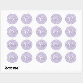 Minimalistisches Lavendel-Weiß-Script-Rand-Monogra Runder Aufkleber (Blatt)