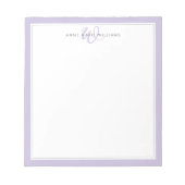 Minimalistisches Lavendel-Zwei-Rahmen-Monogramm Notizblock (Vorderseite)