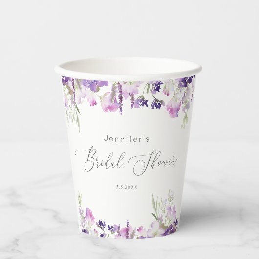 Minimalistisches Lavendellila-Brautparty Pappbecher (Vorderseite)