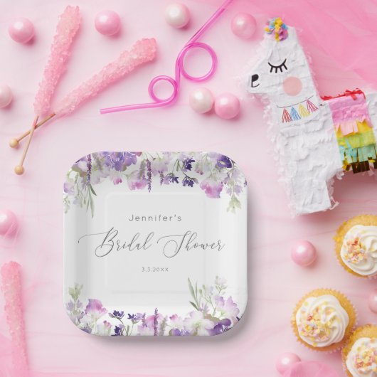 Minimalistisches Lavendellila-Brautparty Pappteller (Party)