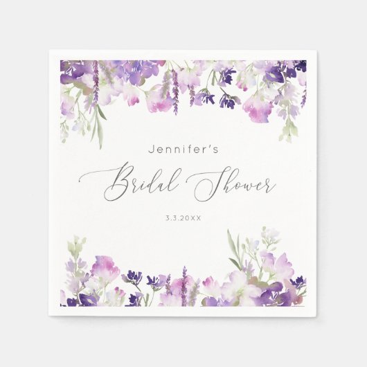 Minimalistisches Lavendellila-Brautparty Serviette (Vorderseite)