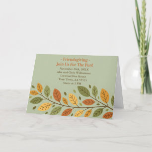 Minimalistisches Leaf Friendsgiving Dinner Einladu Feiertagskarte