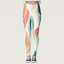 Minimalistisches Leaf-Ikat-Design Leggings