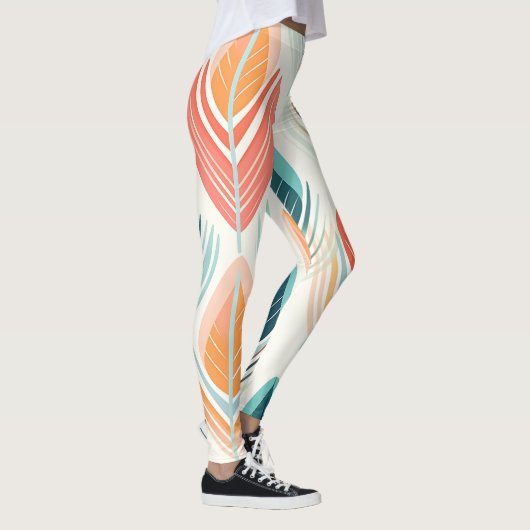Minimalistisches Leaf-Ikat-Design Leggings (Rechts)