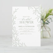 Minimalistisches Leaf Modern Sage Green Brautparty Einladung (Stehend Vorderseite)