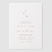 Minimalistisches Leaf Monogram Terracotta Moderne  Pergament Einladungen (Vorderseite)