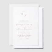 Minimalistisches Leaf Monogram Terracotta Moderne  Pergament Einladungen (Versetzt)