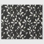 Minimalistisches Leaf-Muster auf schwarz Geschenkpapier (Flach)