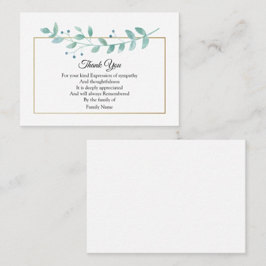 Minimalistisches Leaf Vielen Dank Mitteilungskarte (Vorne/Hinten)