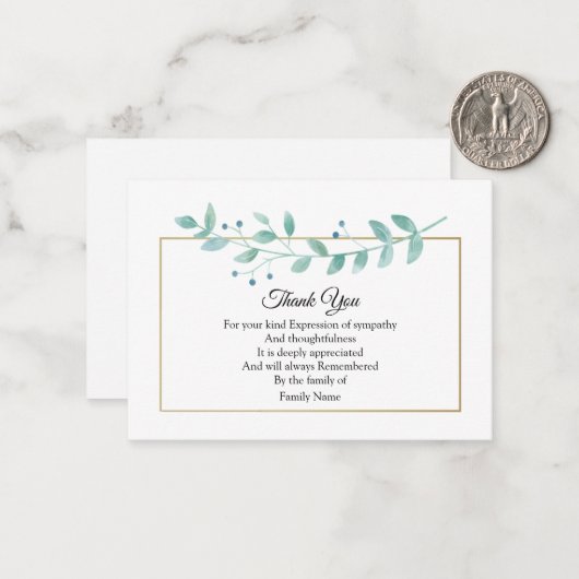 Minimalistisches Leaf Vielen Dank Mitteilungskarte (Vorderseite/Rückseite Beispiel)