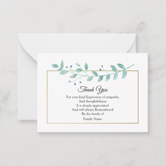 Minimalistisches Leaf Vielen Dank Mitteilungskarte (Vorderseite)