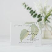 Minimalistisches, leicht graues Foliage Babydusche Ankündigungspostkarte (Stehend Vorderseite)