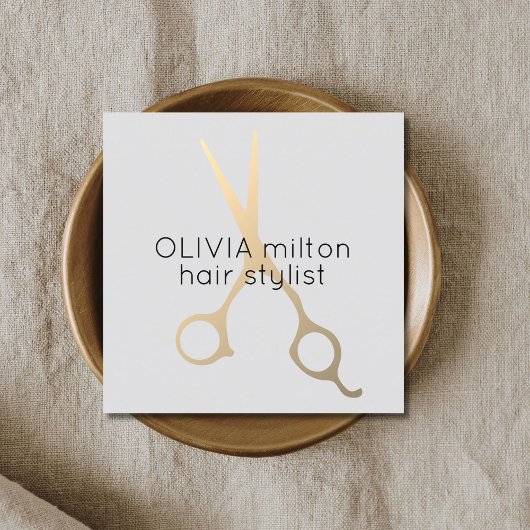 Minimalistisches, leicht graues Imitat Goldschere Quadratische Visitenkarte