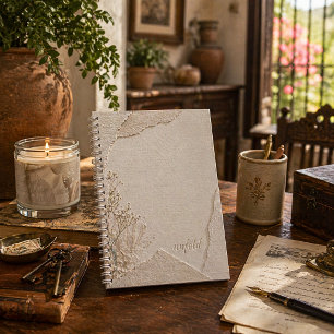 Minimalistisches Leinen zerrissenes Papier Botanis Notizblock