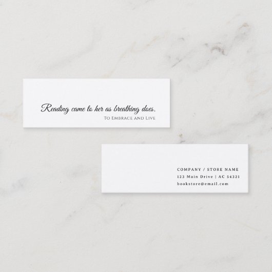 Minimalistisches Lesezeichen | Modernes Werbedesig Mini Visitenkarte (Vorne/Hinten)