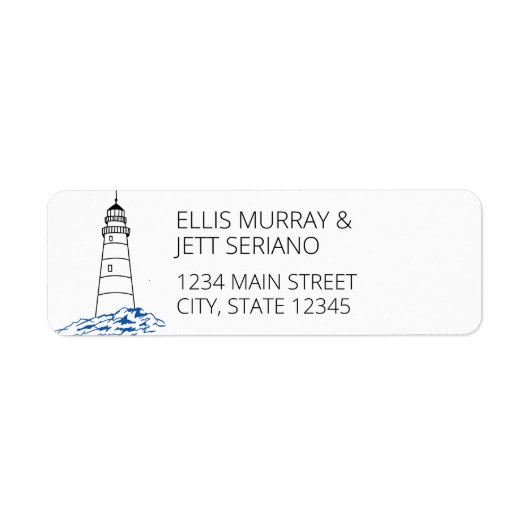 Minimalistisches Leuchtturm-Hochzeitskennzeichen (Vorne)