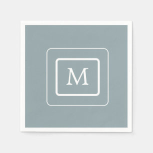 Minimalistisches Licht Aquamarin Monogram Paper Serviette