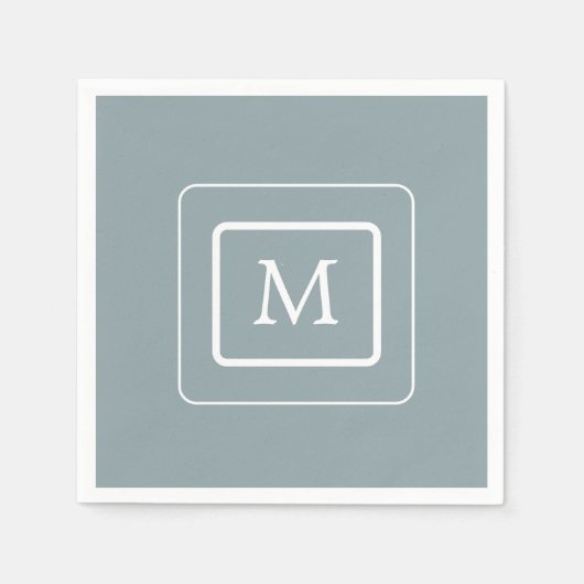 Minimalistisches Licht Aquamarin | Monogram Paper  Serviette (Vorderseite)