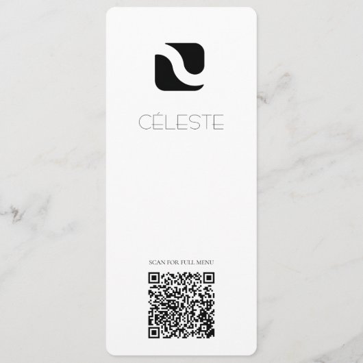 Minimalistisches Licht Restaurant- oder Hochzeitsm Programm (Rückseite)