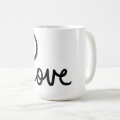 Minimalistisches "Liebe"-Wort-Typografie-Design Kaffeetasse (VorderseiteRechts)