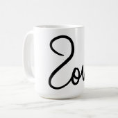 Minimalistisches "Liebe"-Wort-Typografie-Design Kaffeetasse (Vorderseite Links)