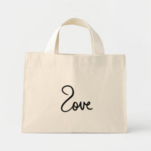 Minimalistisches "Liebe"-Wort-Typografie-Design Mini Stoffbeutel