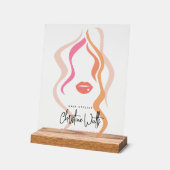 Minimalistisches Light Peach Hair Stylist Wavy Hai Acrylschild (Winkel)