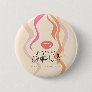 Minimalistisches Light Peach Hairstylist Wavy Hair Button