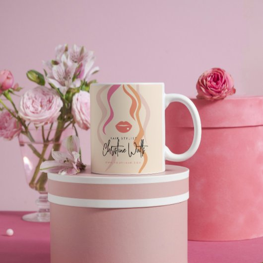 Minimalistisches Light Peach Hairstylist Wavy Hair Kaffeetasse