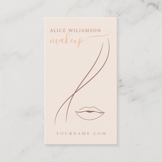 Minimalistisches Light Peach Makeup Artist Line Ar Visitenkarte (Vorderseite)