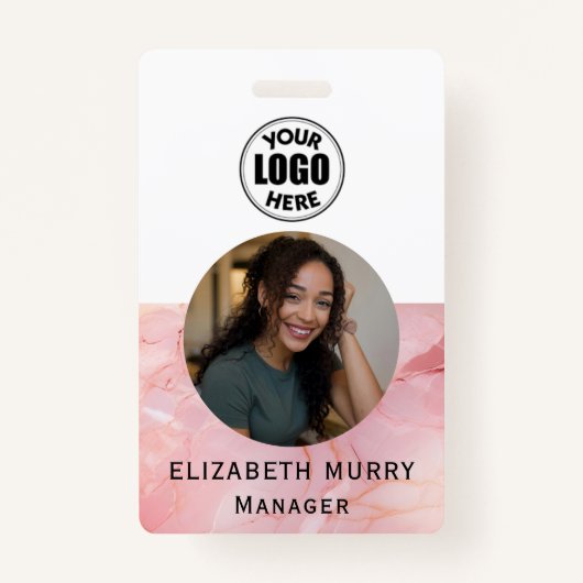 Minimalistisches Light Pink Marble Employee ID-Abz Ausweis (Vorderseite)