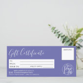 Minimalistisches lila-blaues Geschenkzertifikat (Stehend Vorderseite)