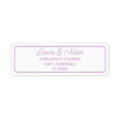 Minimalistisches Lila Hochzeitrücksendesiegel (Vorne)