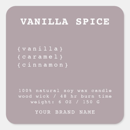 Minimalistisches lila Kerzensiegel Quadratischer Aufkleber (Vorderseite)