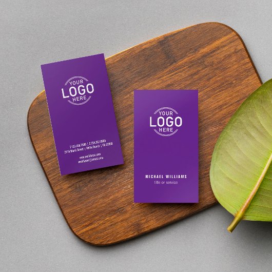 Minimalistisches Lila Logo Visitenkarte