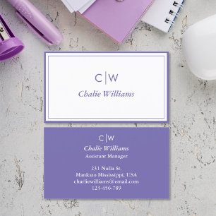 Minimalistisches lila Medium, 2 Grenzen Visitenkarte