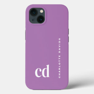 Minimalistisches lila Monogramm iPhone 13 Hülle