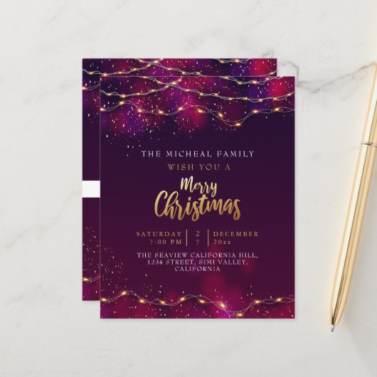 Minimalistisches Lila Neon Holly Custom Weihnachts (Vorderseite/Rückseite Beispiel)